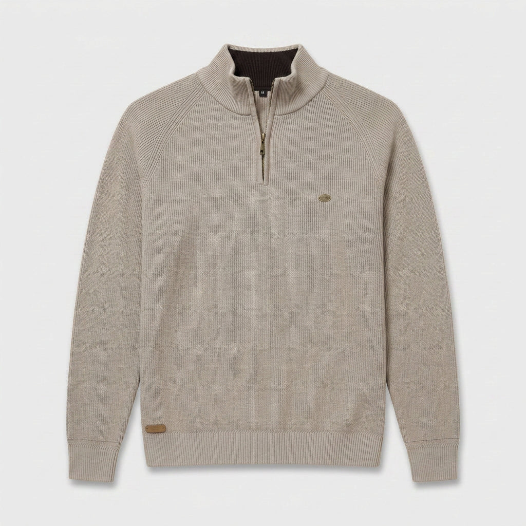 Half-Zip Knitted Jumper Stand Collar Slim Fit for Men