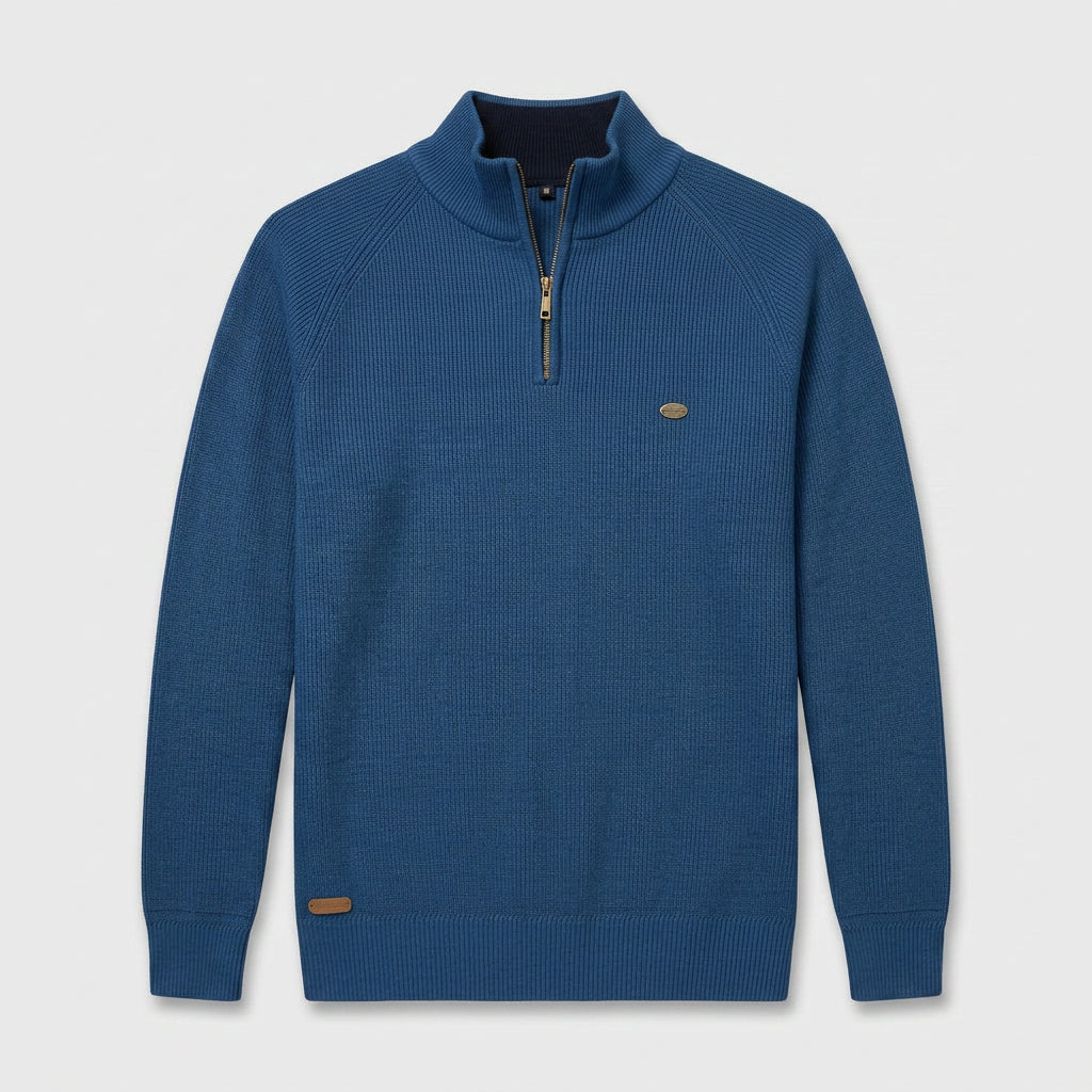 Half-Zip Knitted Jumper Stand Collar Slim Fit for Men