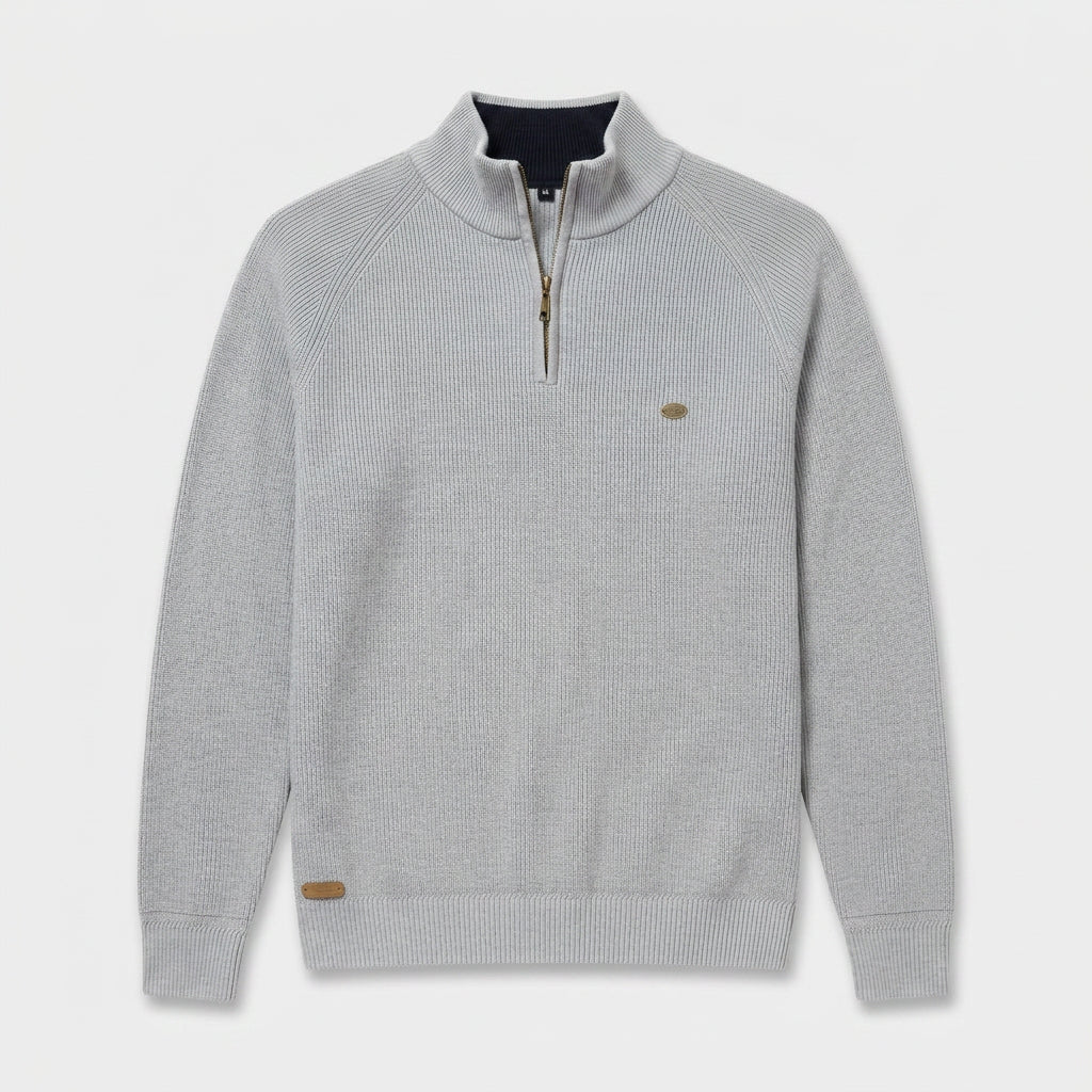 Half-Zip Knitted Jumper Stand Collar Slim Fit for Men