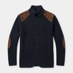 Button-Up Knit Jacket Ribbed Collar Elbow Patch for Men