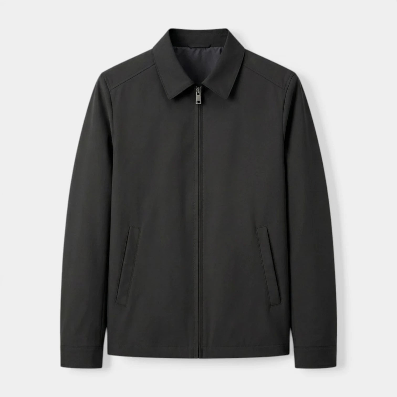 Zip-Up Collared Jacket Smooth Finish Regular Fit for Men