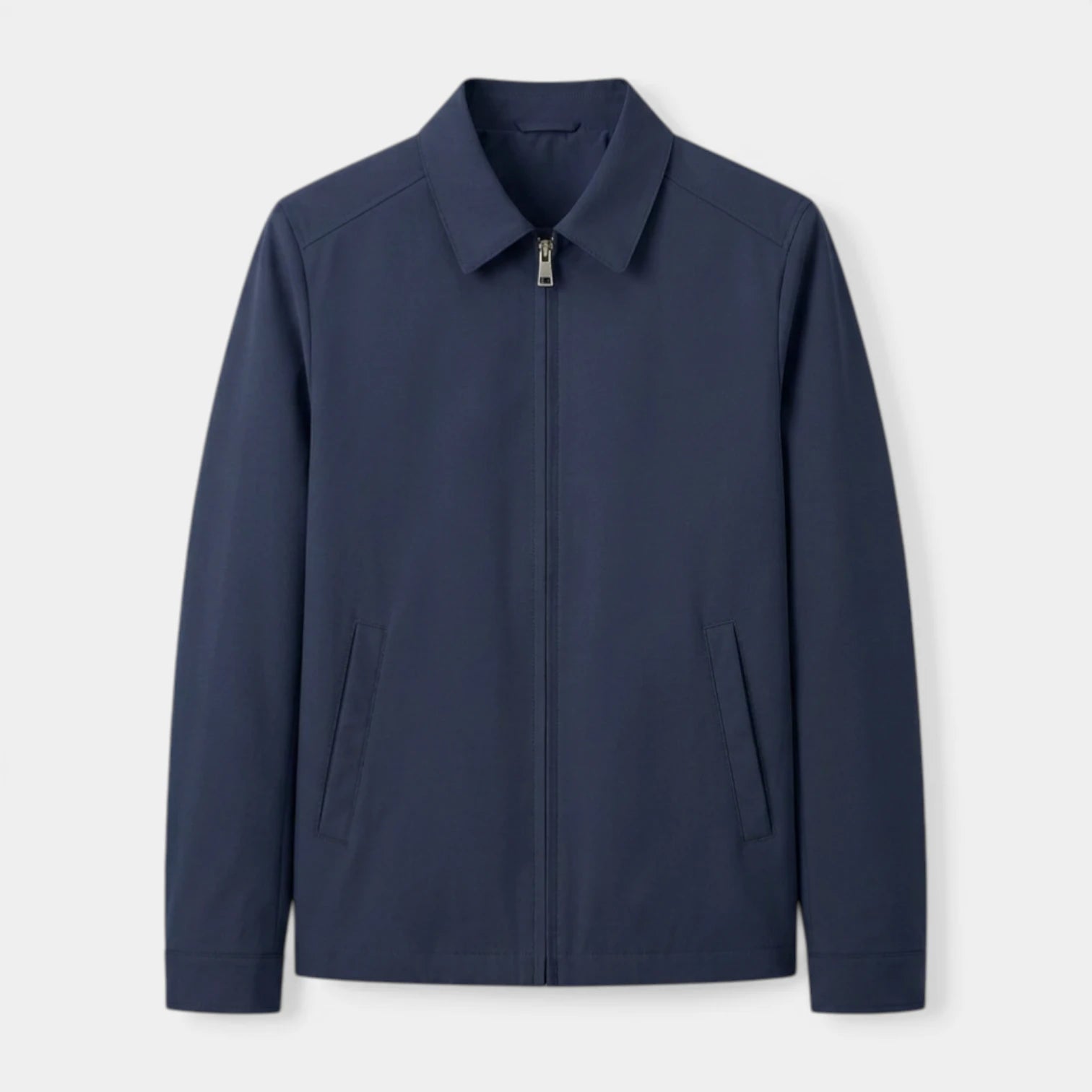 Zip-Up Collared Jacket Smooth Finish Regular Fit for Men
