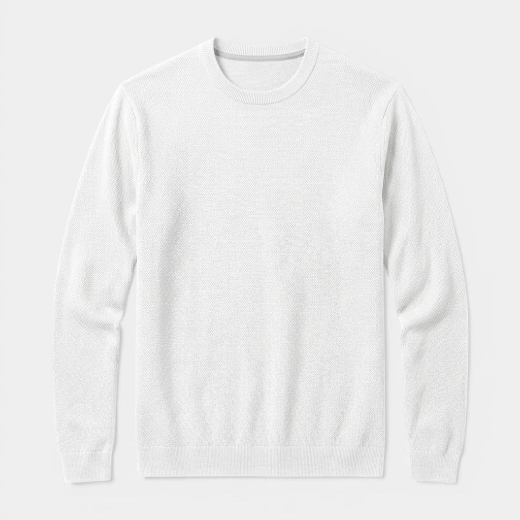 Crew Neck Textured Knit Sweater Regular Fit for Men