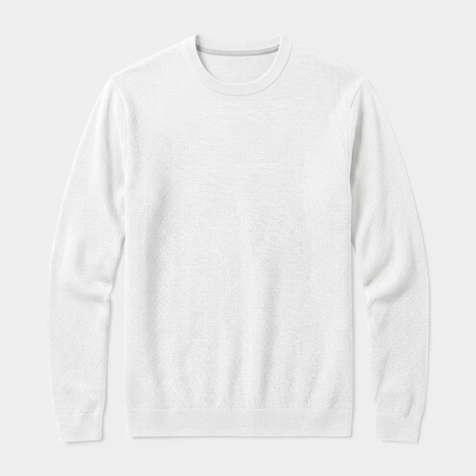 Crew Neck Textured Knit Sweater Regular Fit for Men