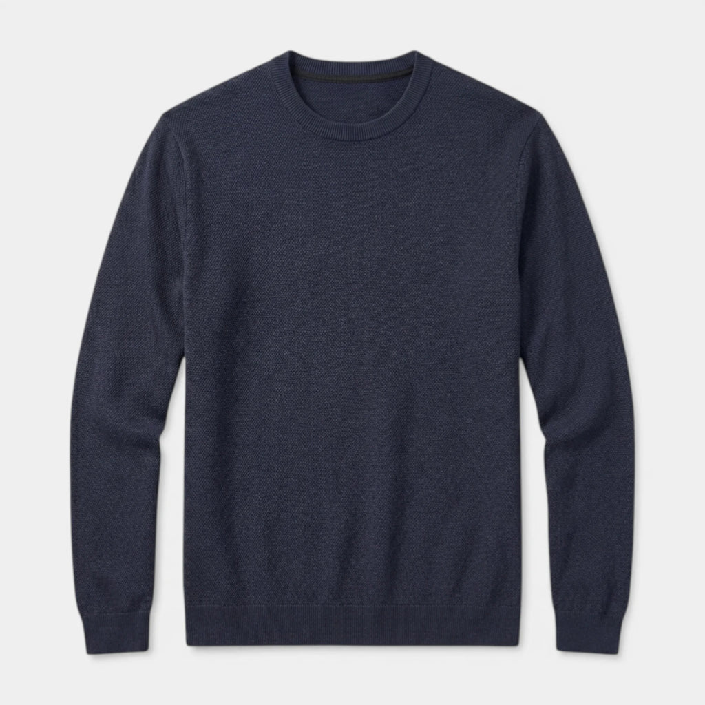 Crew Neck Textured Knit Sweater Regular Fit for Men