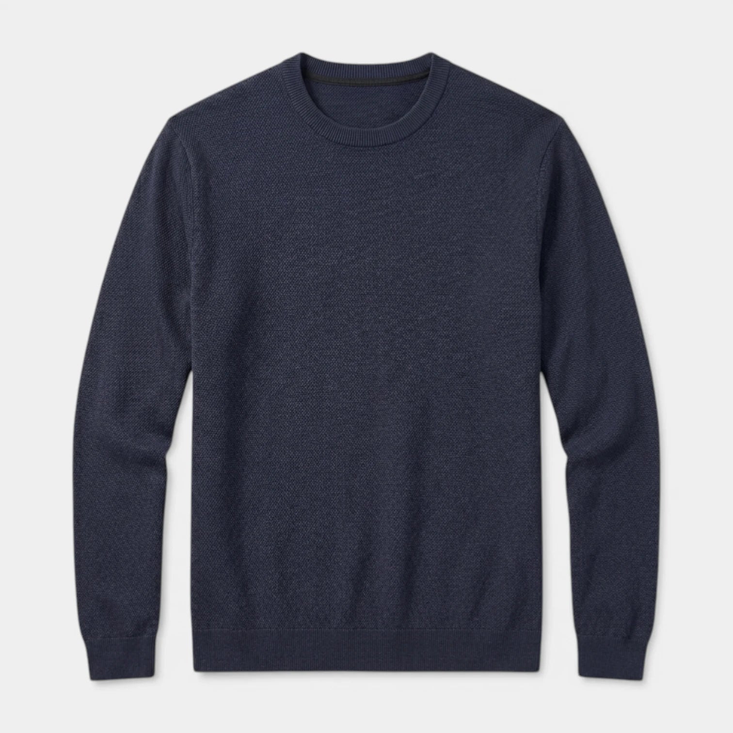 Crew Neck Textured Knit Sweater Regular Fit for Men