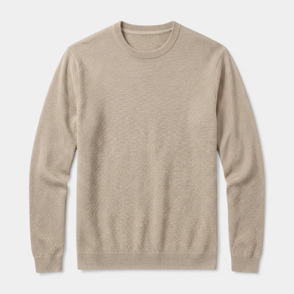 Crew Neck Textured Knit Sweater Regular Fit for Men
