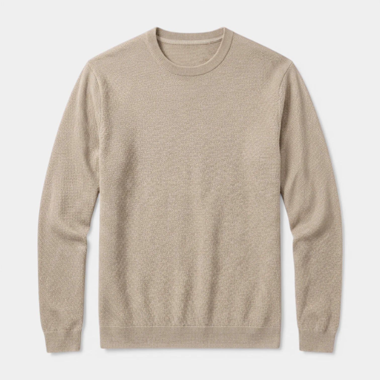 Crew Neck Textured Knit Sweater Regular Fit for Men