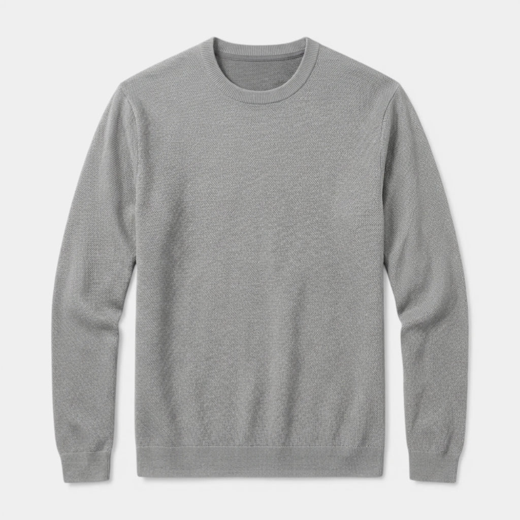 Crew Neck Textured Knit Sweater Regular Fit for Men
