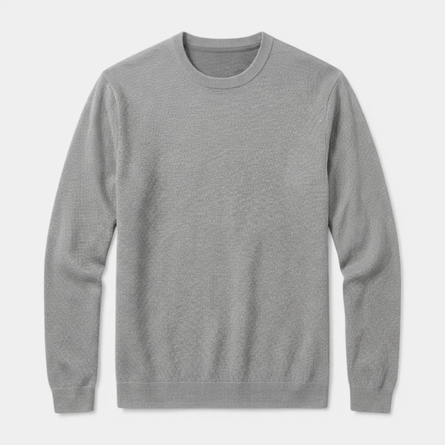 Crew Neck Textured Knit Sweater Regular Fit for Men