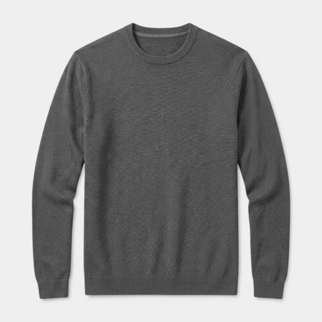 Crew Neck Textured Knit Sweater Regular Fit for Men