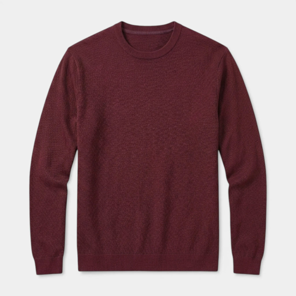 Crew Neck Textured Knit Sweater Regular Fit for Men