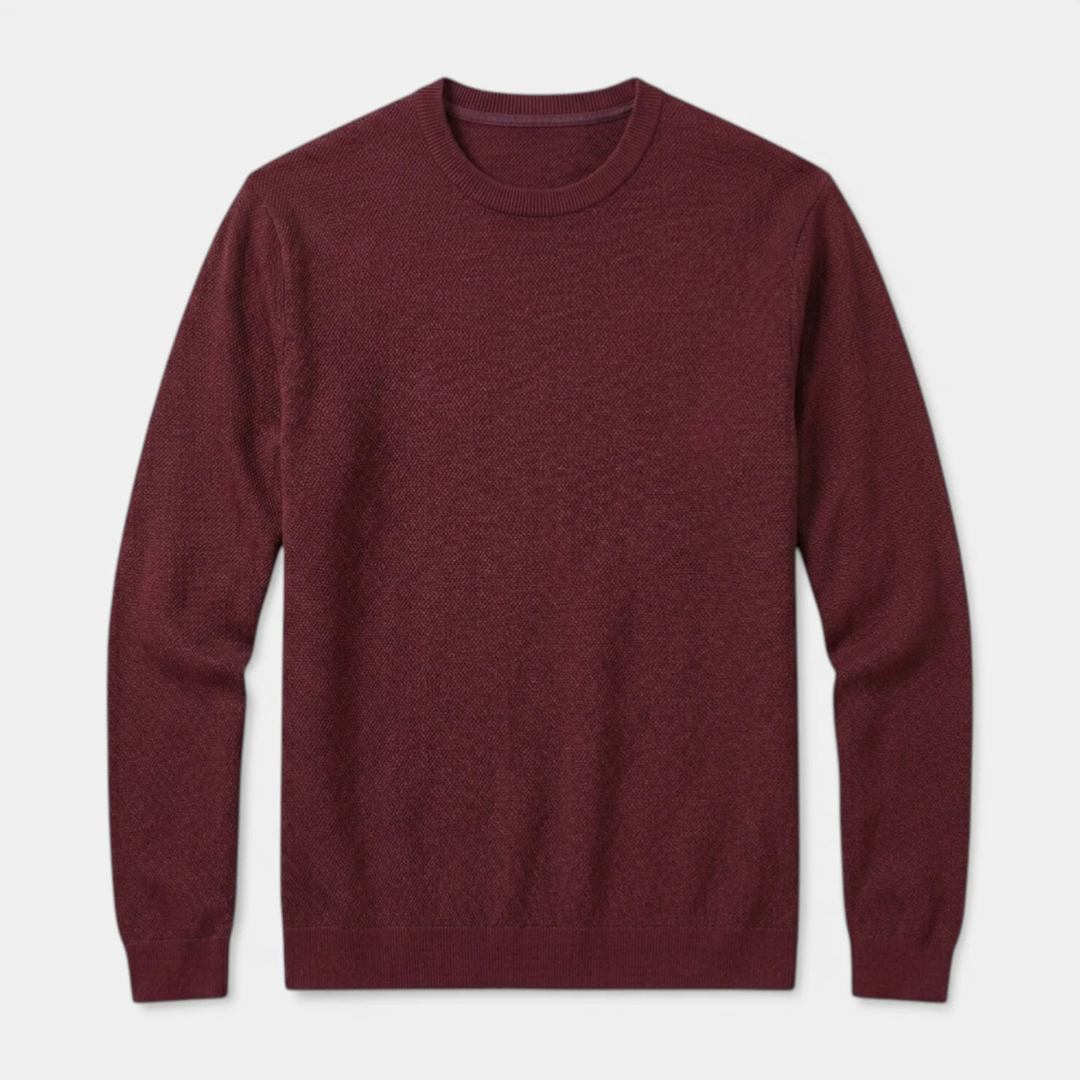 Crew Neck Textured Knit Sweater Regular Fit for Men