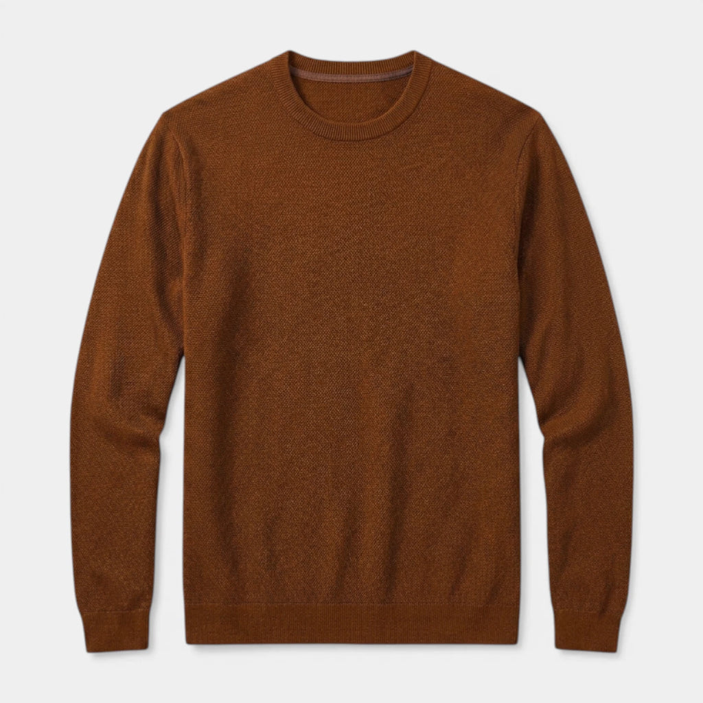 Crew Neck Textured Knit Sweater Regular Fit for Men