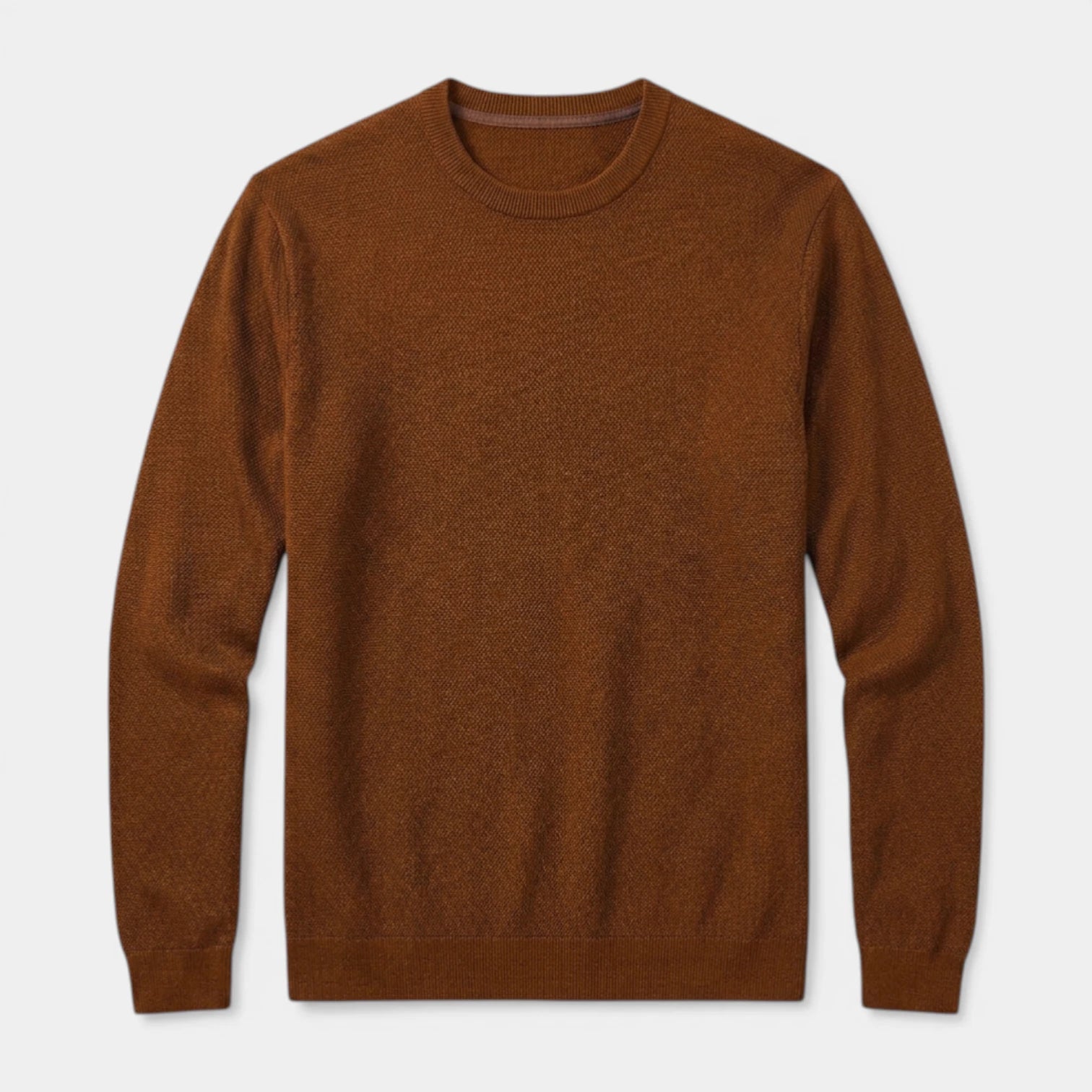 Crew Neck Textured Knit Sweater Regular Fit for Men