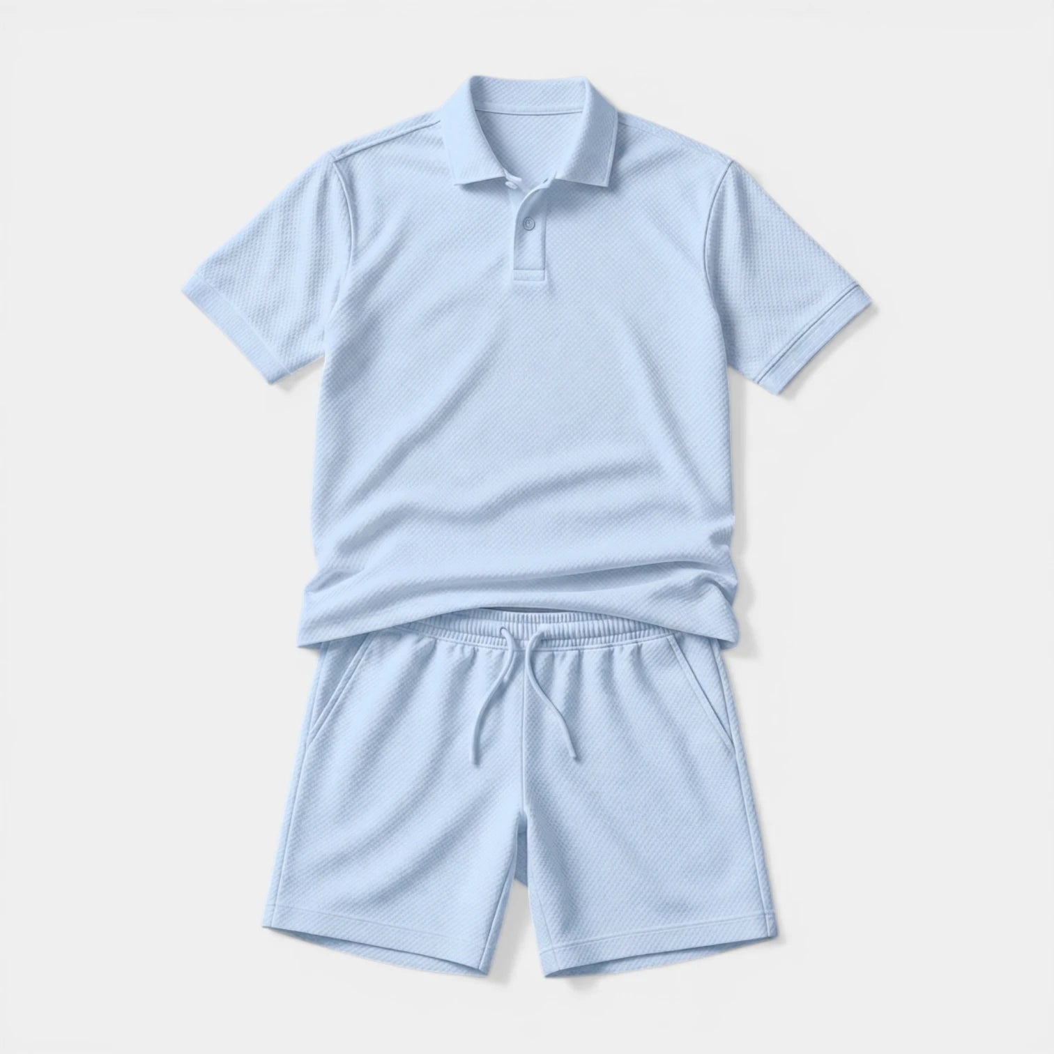Polo Shirt and Shorts Set Drawstring Waist for Men