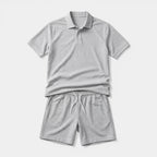 Polo Shirt and Shorts Set Drawstring Waist for Men