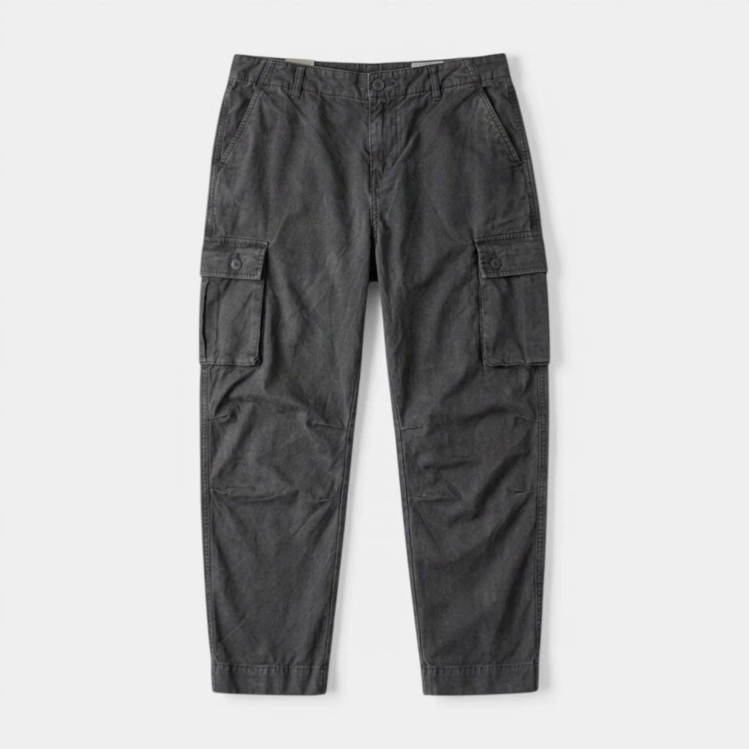 Cargo Pants Straight Fit Button Waist Flap Pockets for Men