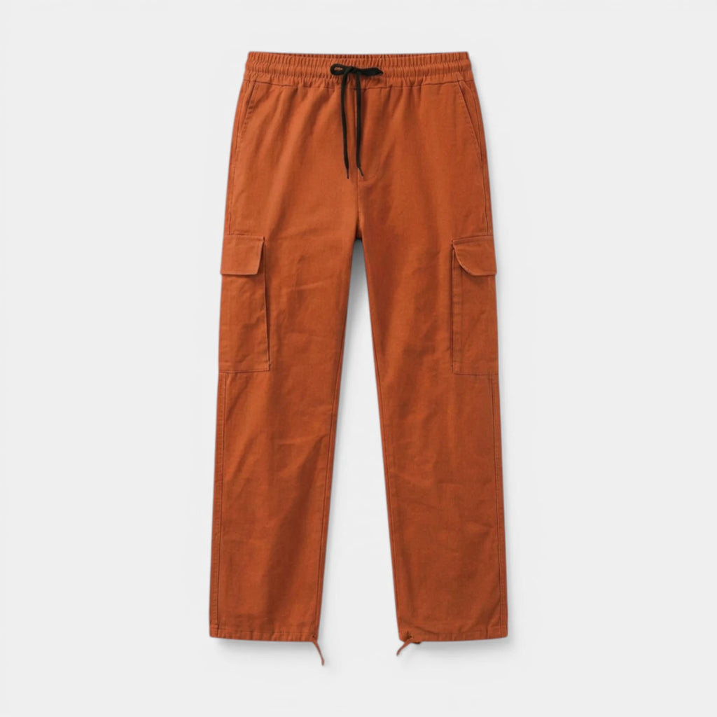 Cargo Pants Straight Fit Drawstring Waist Utility for Men