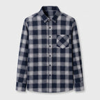 Checkered Button-Down Collar Long Sleeve Shirt for Men