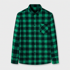 Checkered Button-Down Collar Long Sleeve Shirt for Men