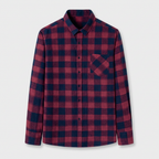 Checkered Button-Down Collar Long Sleeve Shirt for Men