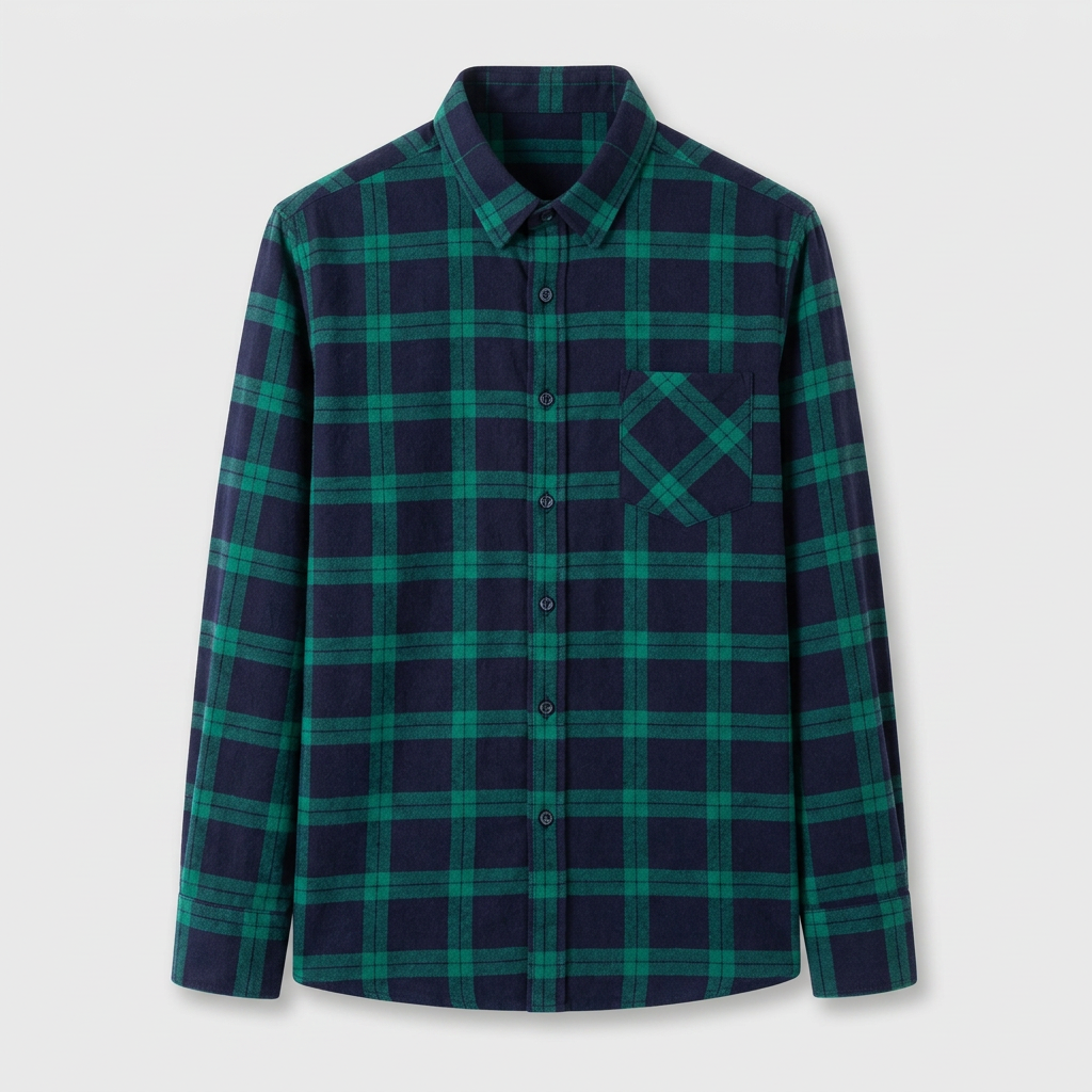 Checkered Button-Down Collar Long Sleeve Shirt for Men