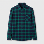 Checkered Button-Down Collar Long Sleeve Shirt for Men