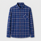 Checkered Button-Down Collar Long Sleeve Shirt for Men
