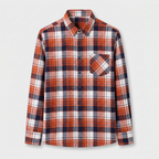 Checkered Button-Down Collar Long Sleeve Shirt for Men