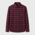 Checkered Button-Down Collar Long Sleeve Shirt for Men
