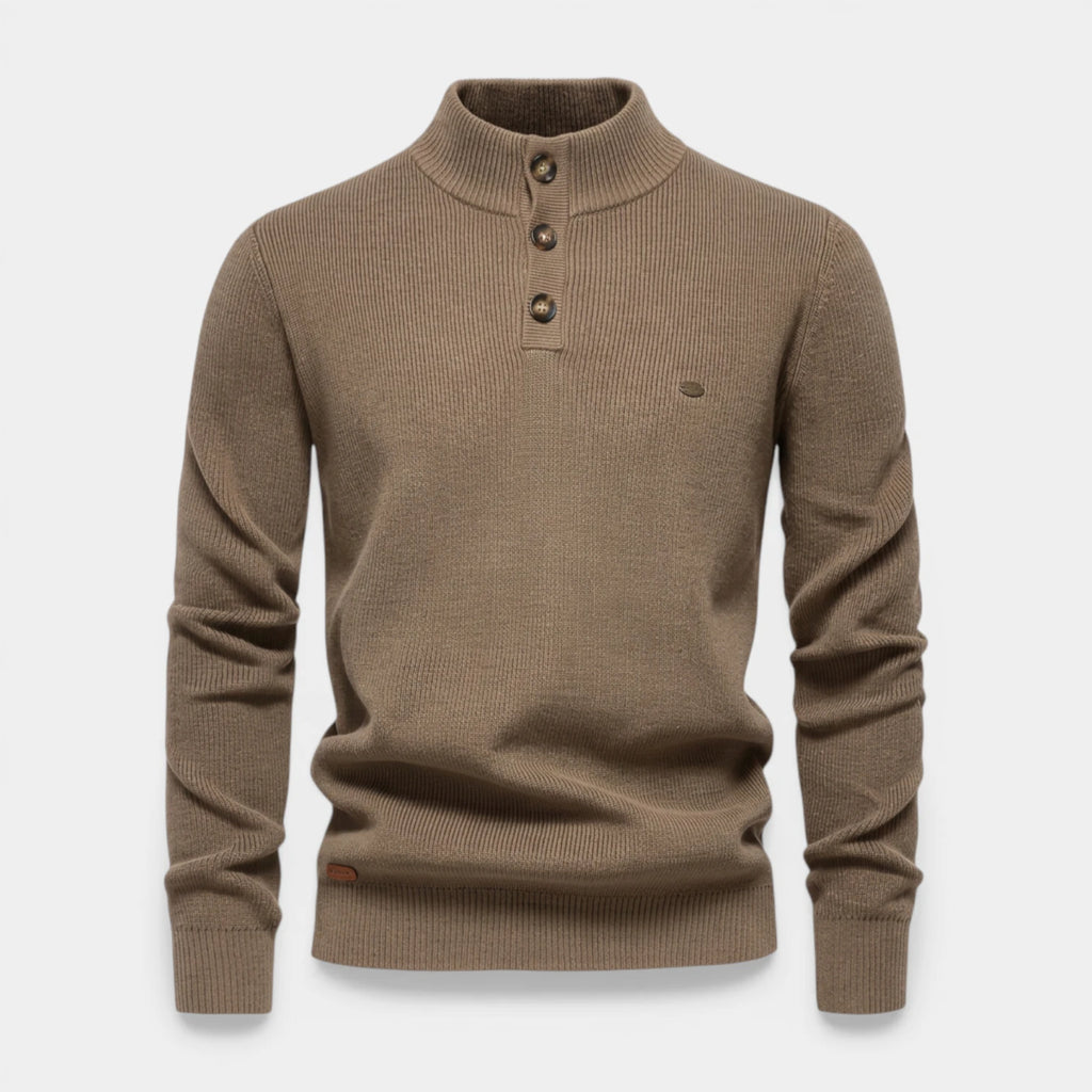 High Neck Ribbed Knit Sweater Regular Fit for Men