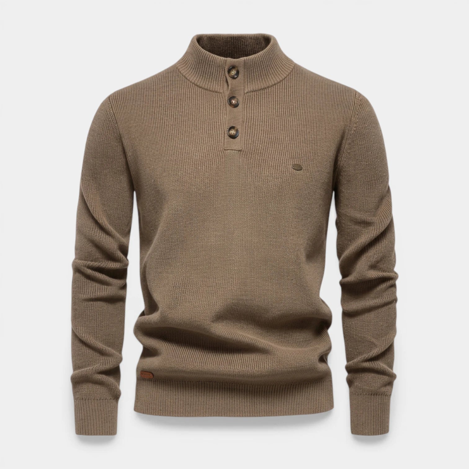 High Neck Ribbed Knit Sweater Regular Fit for Men