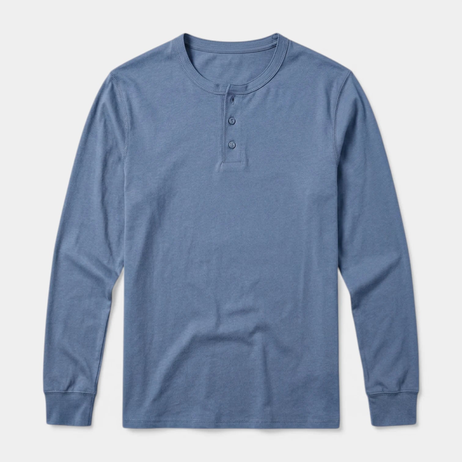 Long Sleeve Henley Shirt Three Button Placket for Men