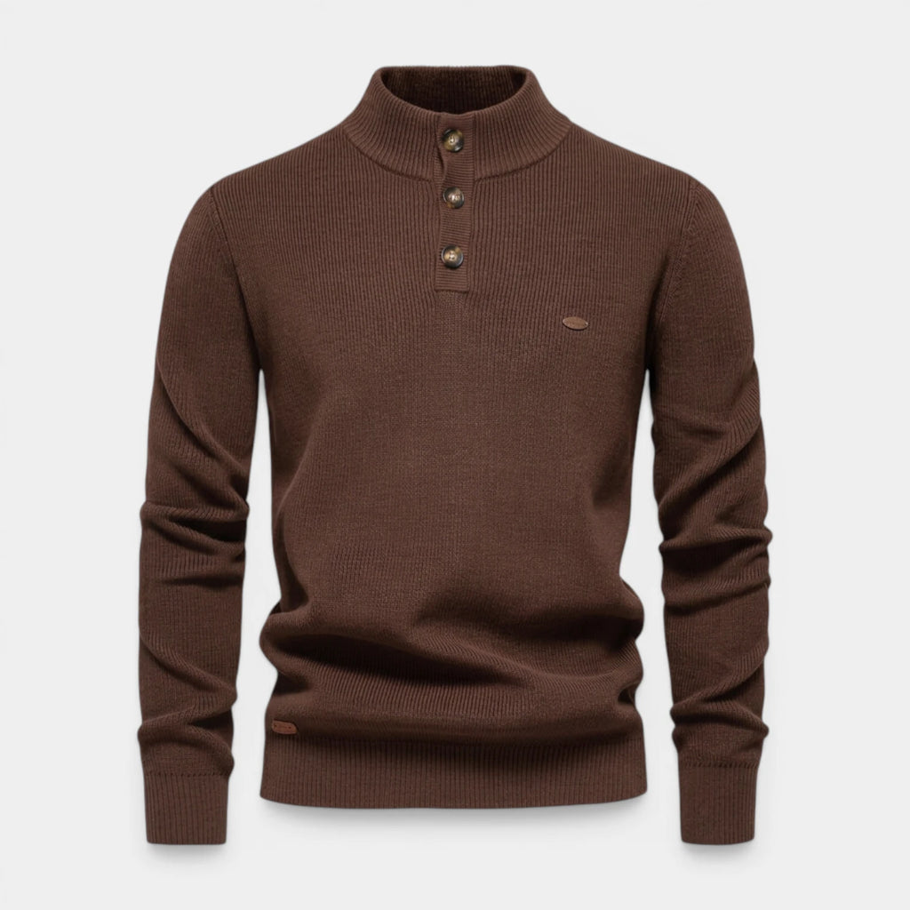 High Neck Ribbed Knit Sweater Regular Fit for Men