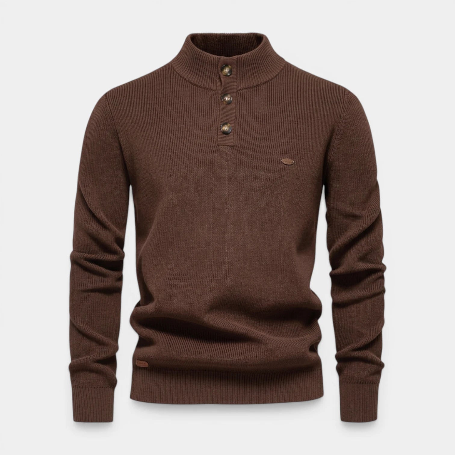 High Neck Ribbed Knit Sweater Regular Fit for Men