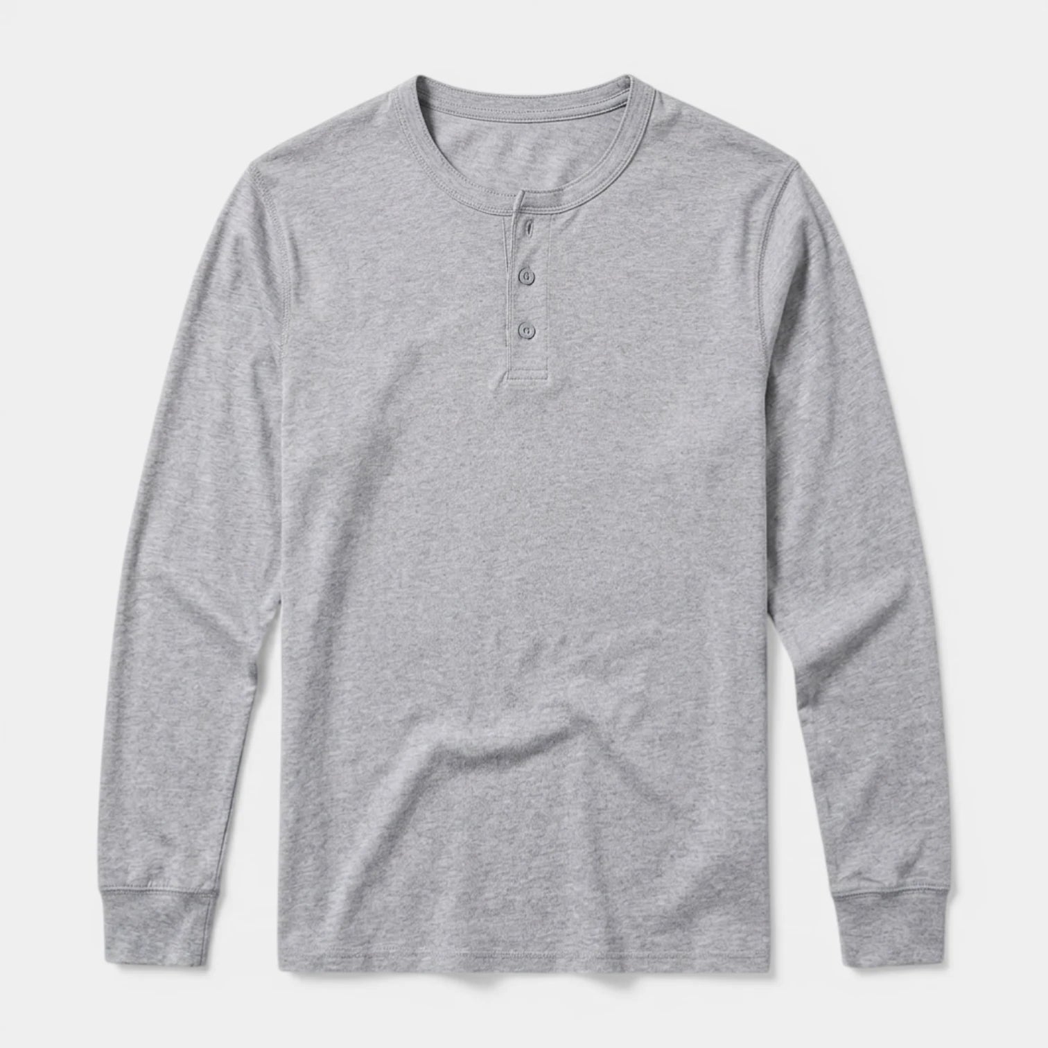 Long Sleeve Henley Shirt Three Button Placket for Men