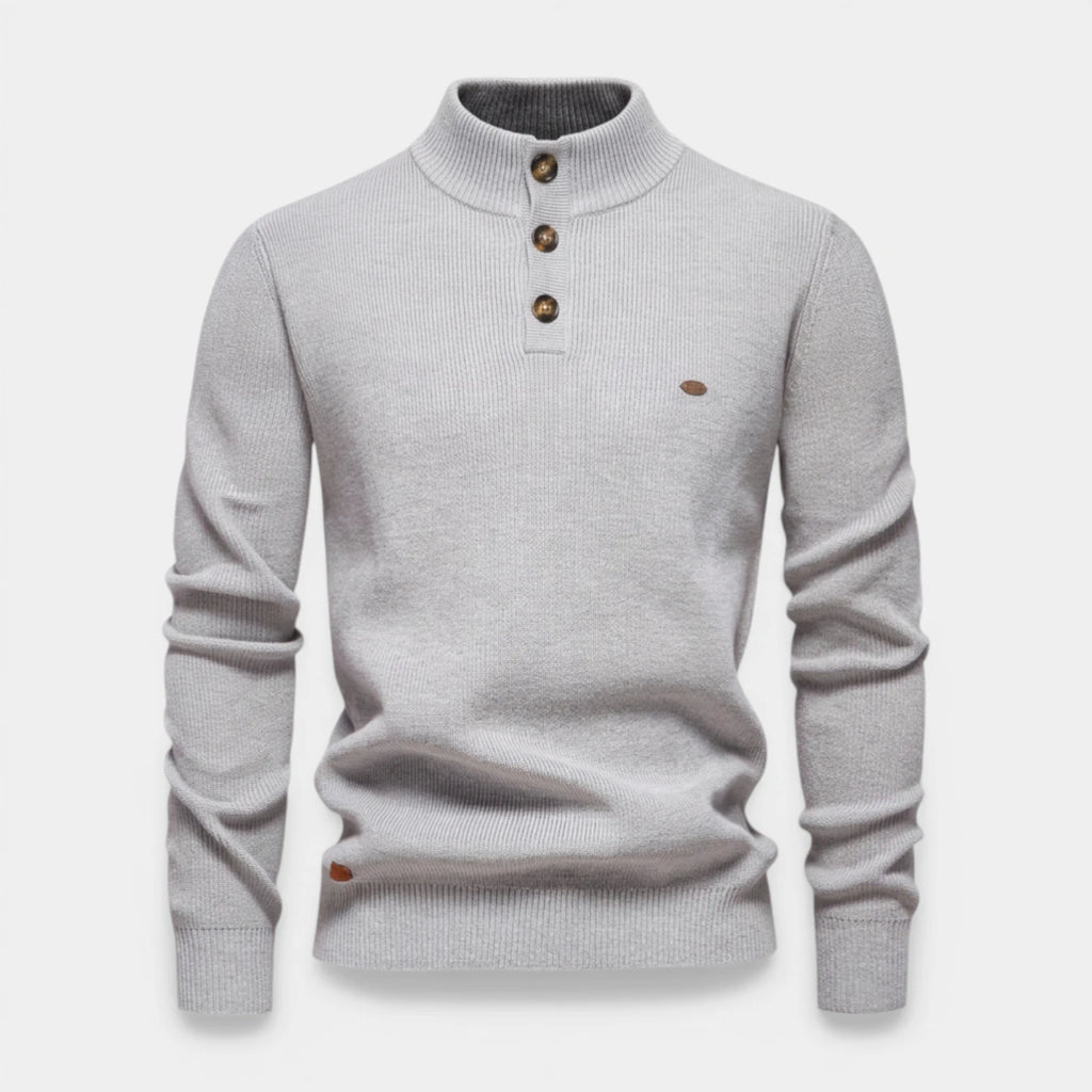 High Neck Ribbed Knit Sweater Regular Fit for Men