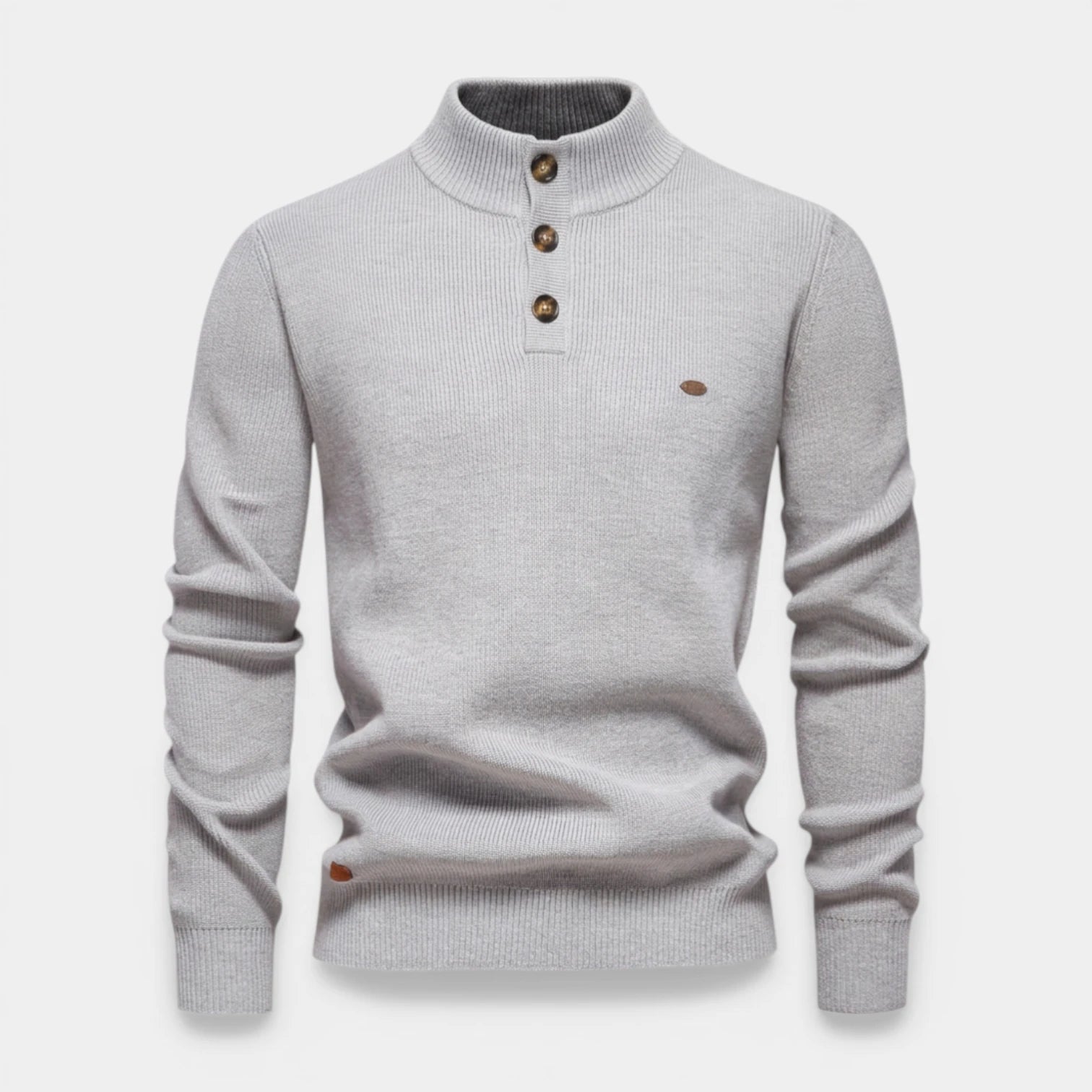 High Neck Ribbed Knit Sweater Regular Fit for Men
