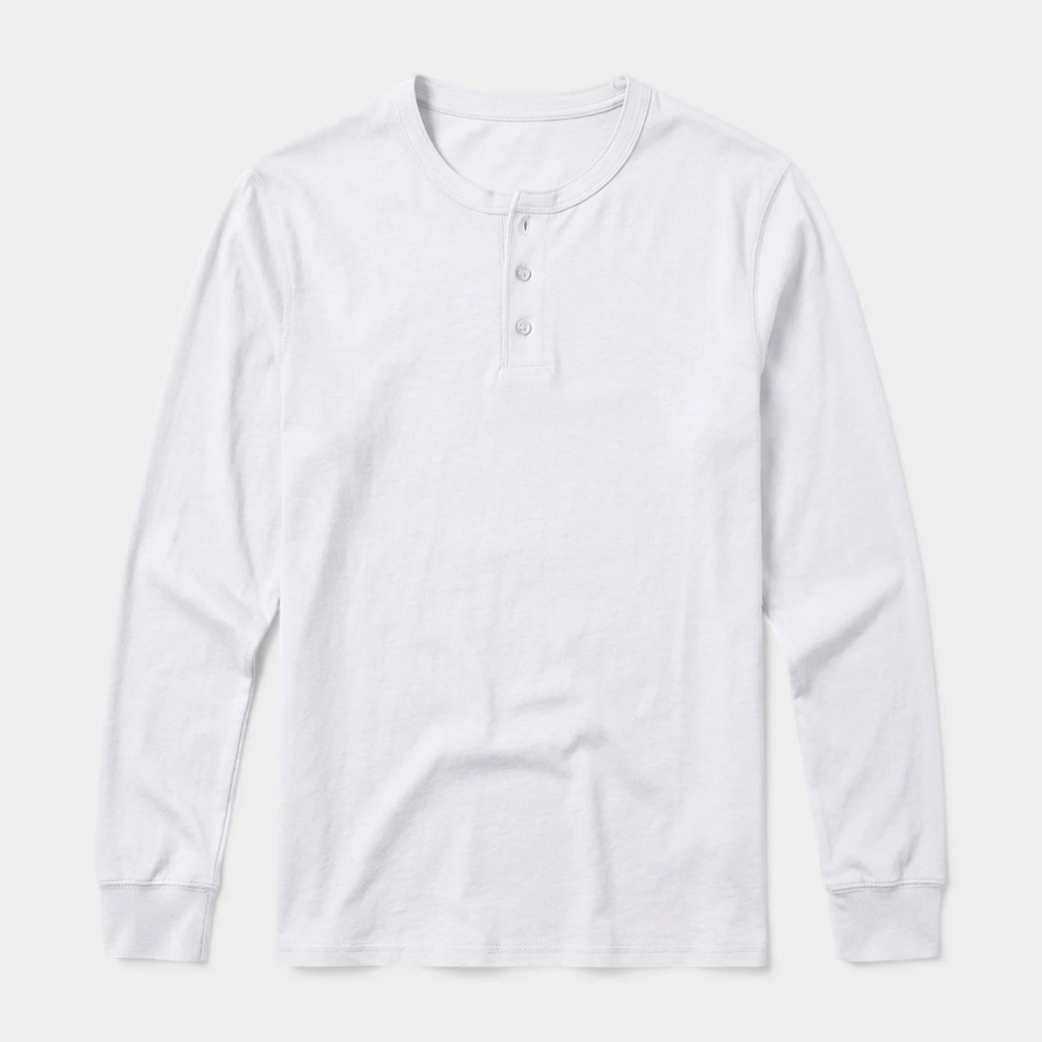 Long Sleeve Henley Shirt Three Button Placket for Men