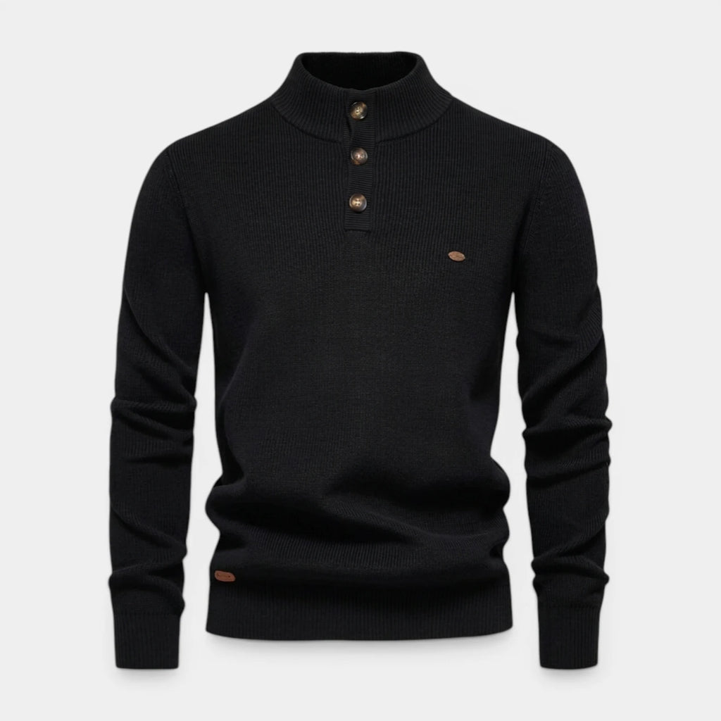 High Neck Ribbed Knit Sweater Regular Fit for Men