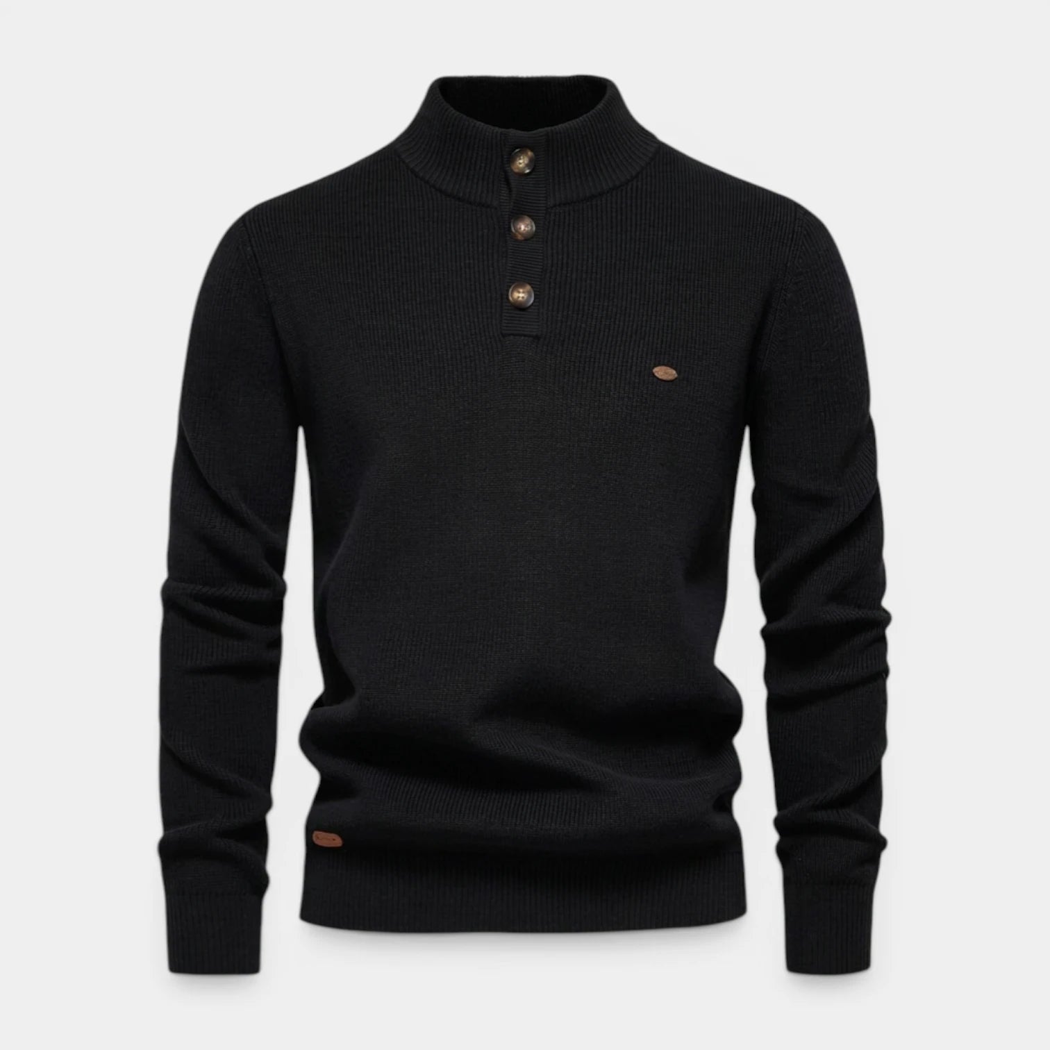 High Neck Ribbed Knit Sweater Regular Fit for Men