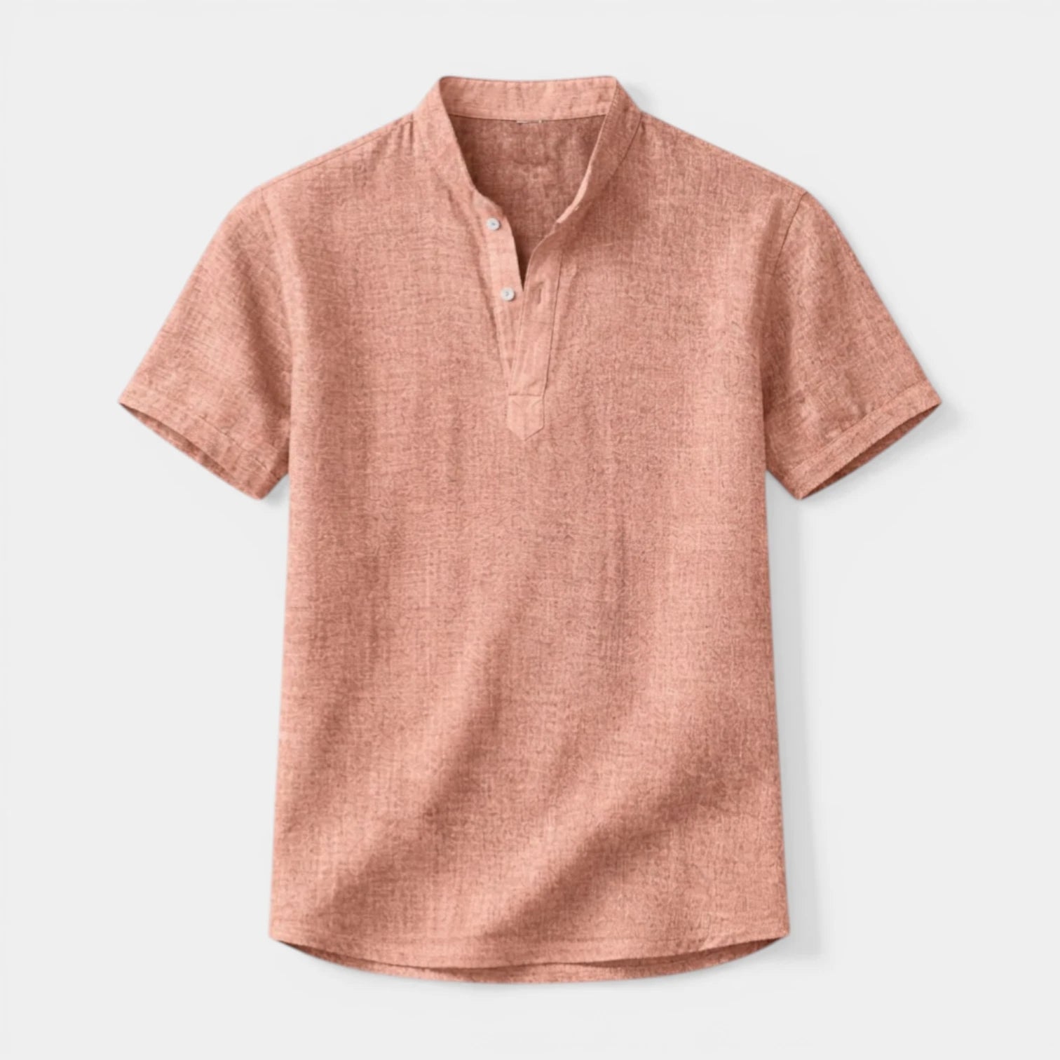 Textured Henley Shirt Stand Collar Relaxed Fit for Men