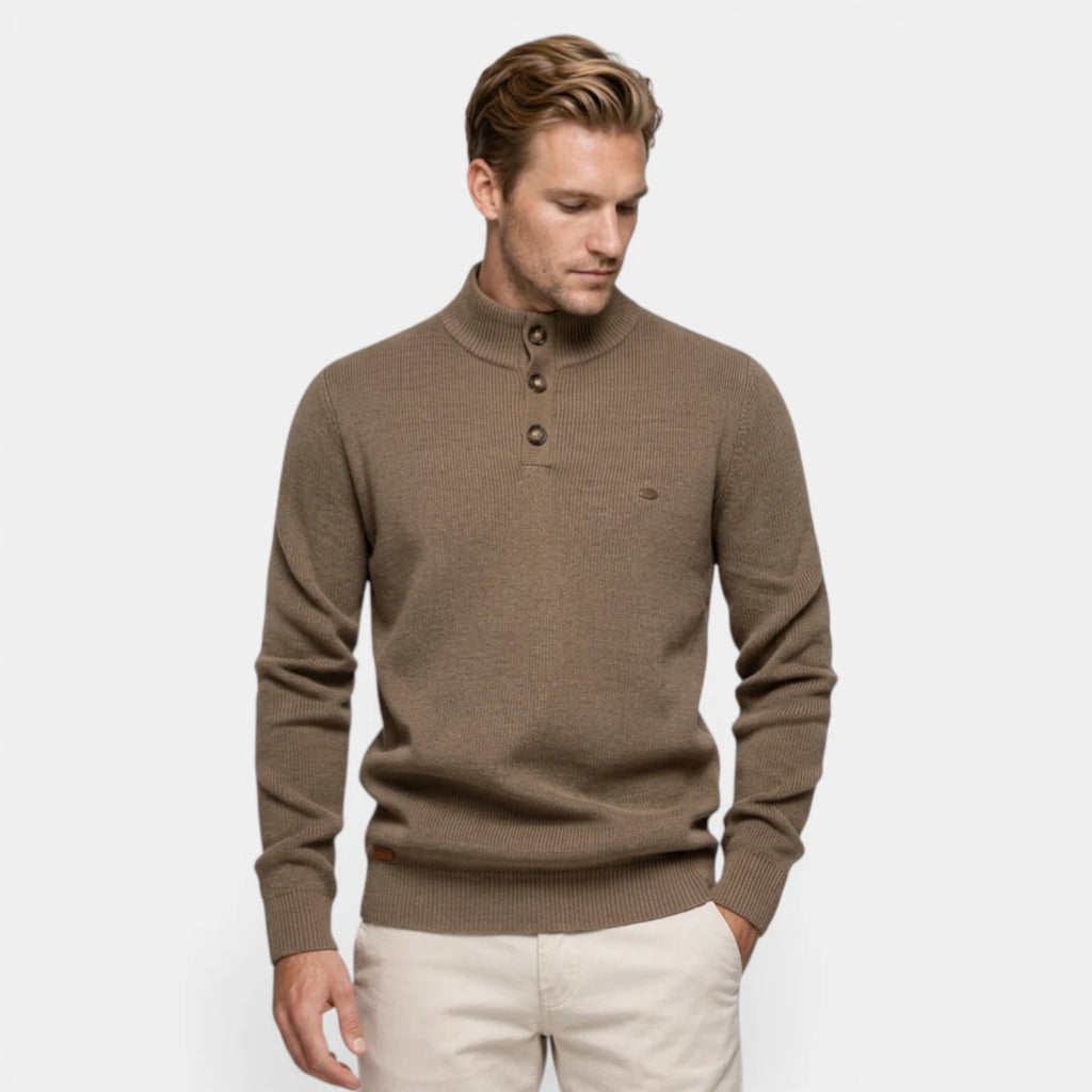 High Neck Ribbed Knit Sweater Regular Fit for Men