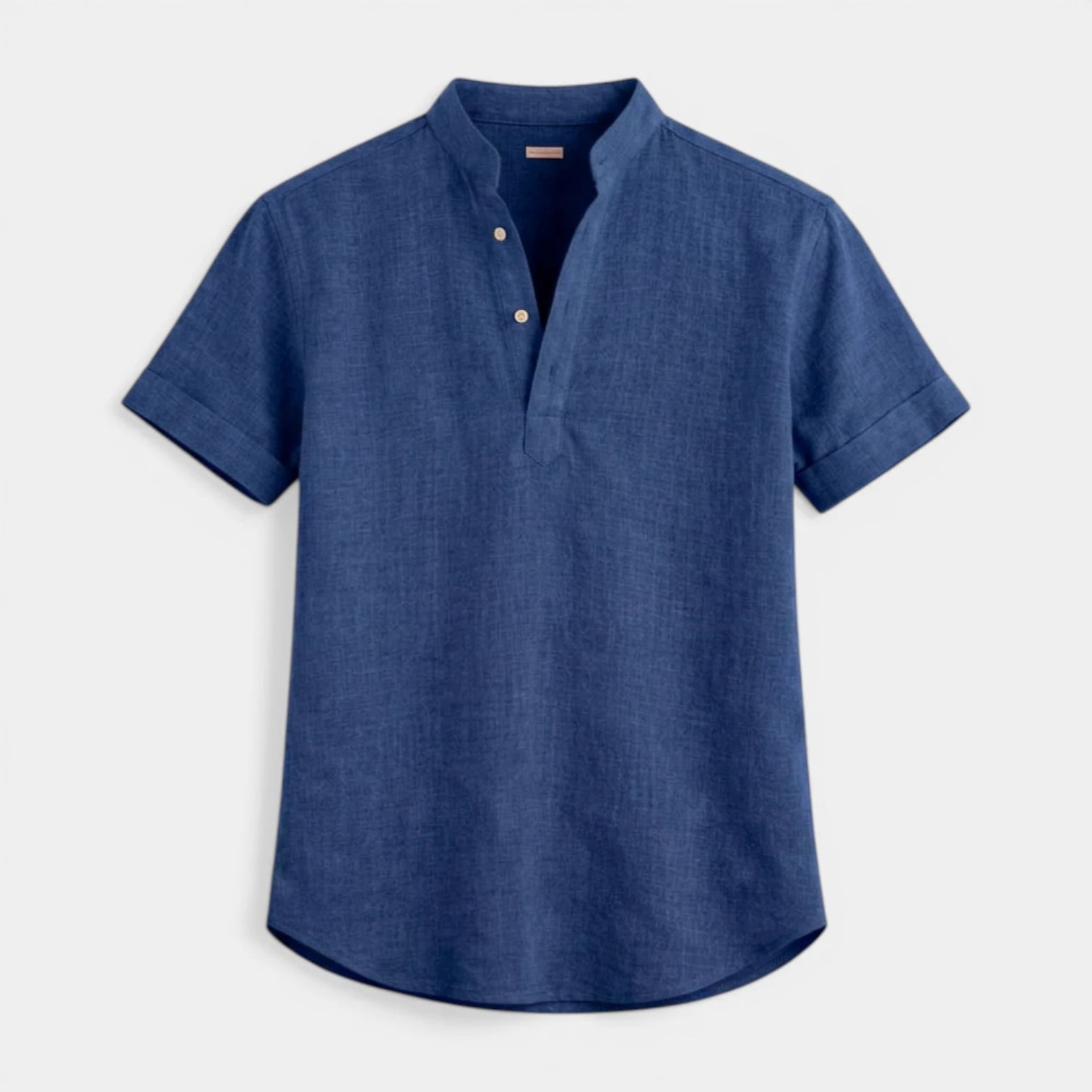 Textured Henley Shirt Stand Collar Relaxed Fit for Men