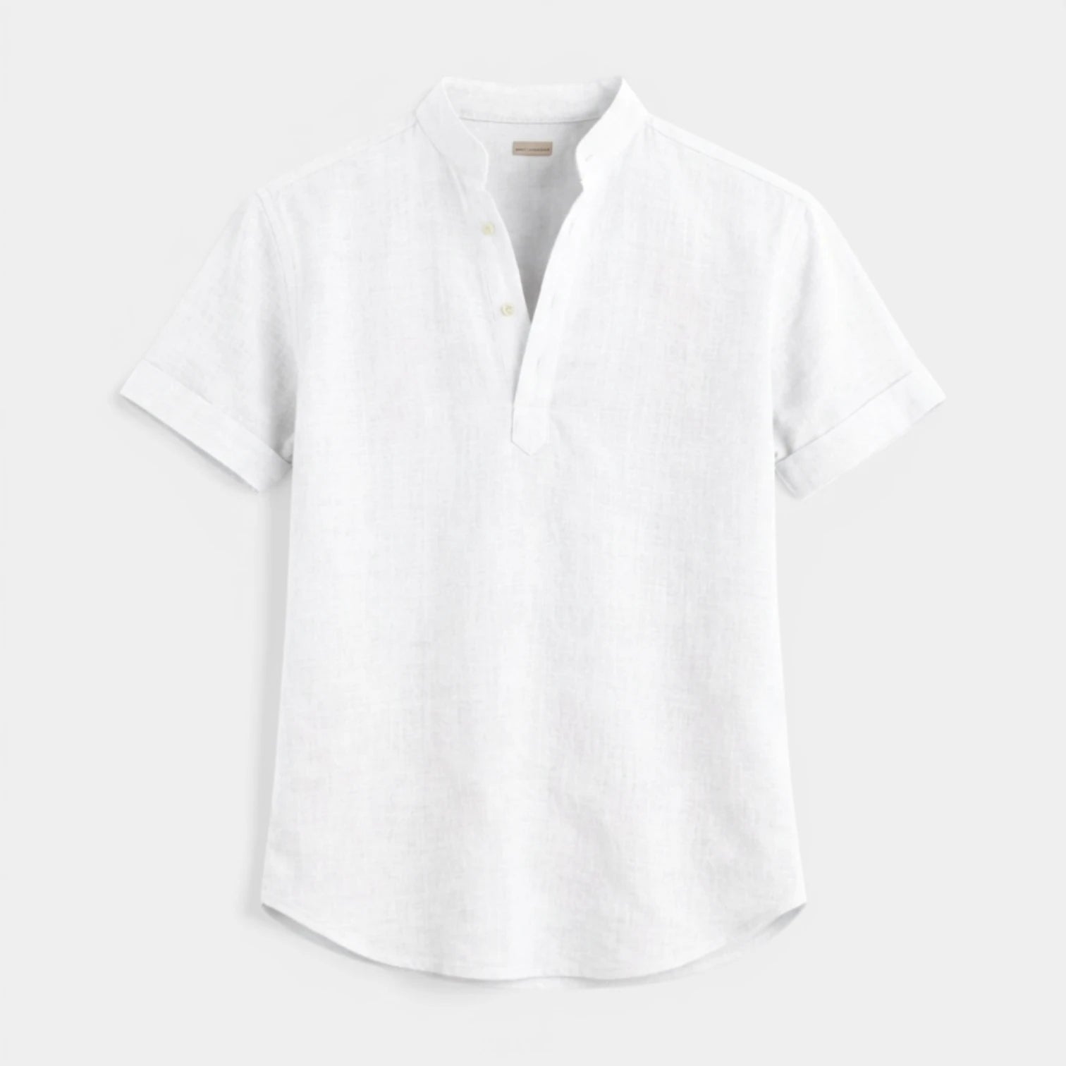 Textured Henley Shirt Stand Collar Relaxed Fit for Men