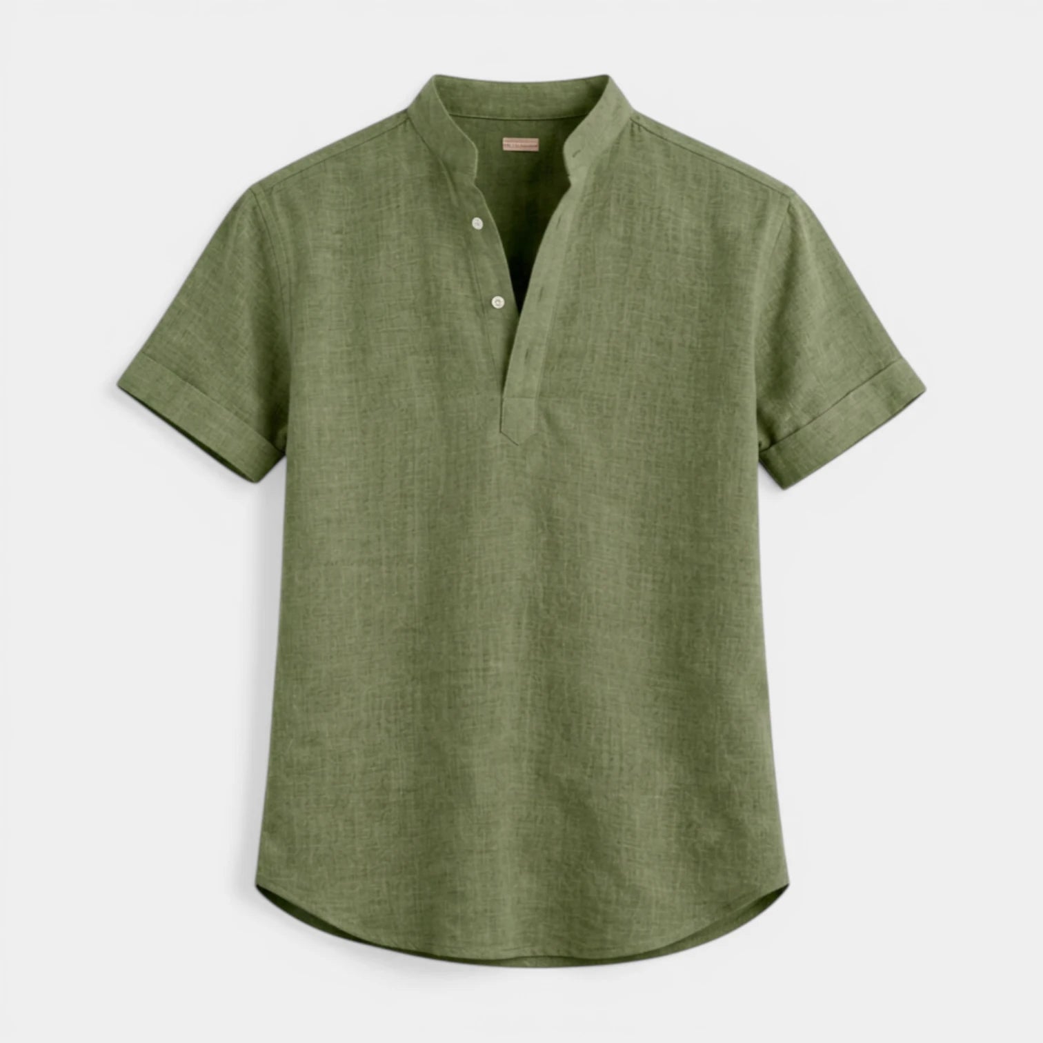 Textured Henley Shirt Stand Collar Relaxed Fit for Men