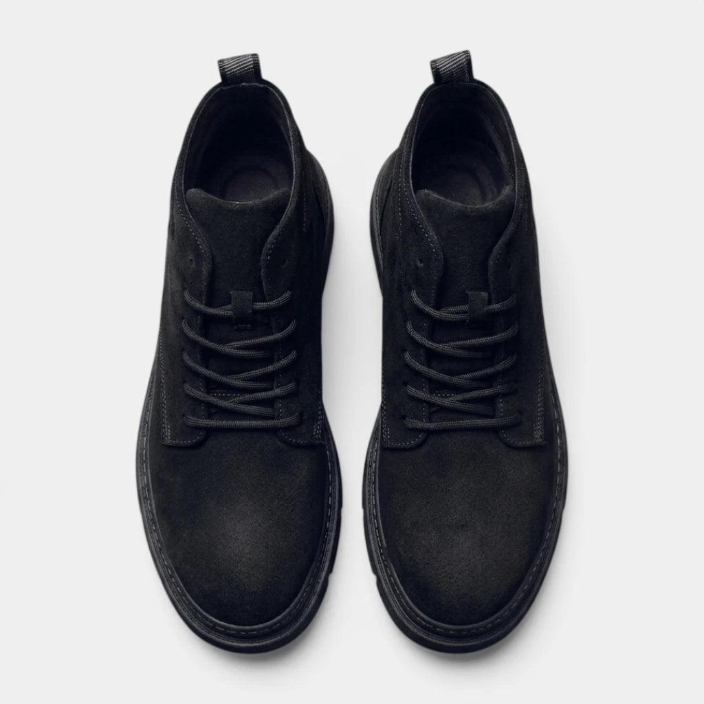 Suede Lace-Up Ankle Boots Round Toe for Men