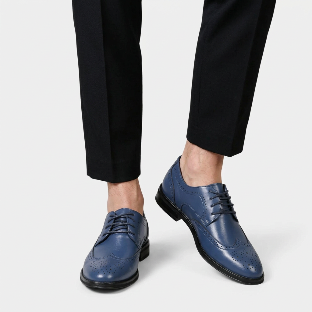 Wingtip Brogue Dress Shoes Lace-Up Perforated for Men