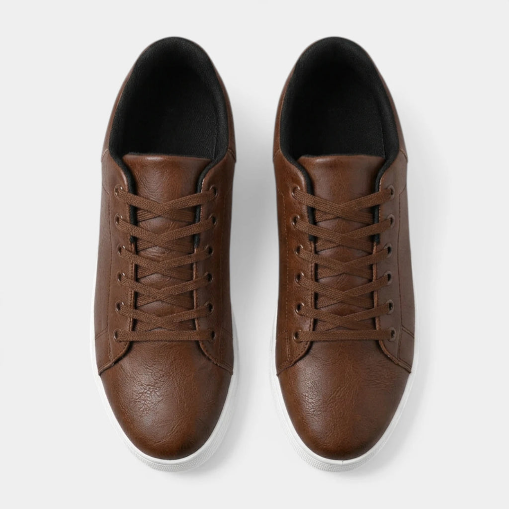 Lace Up Low Top Sneakers Textured Finish Round Toe Casual Shoes for Men